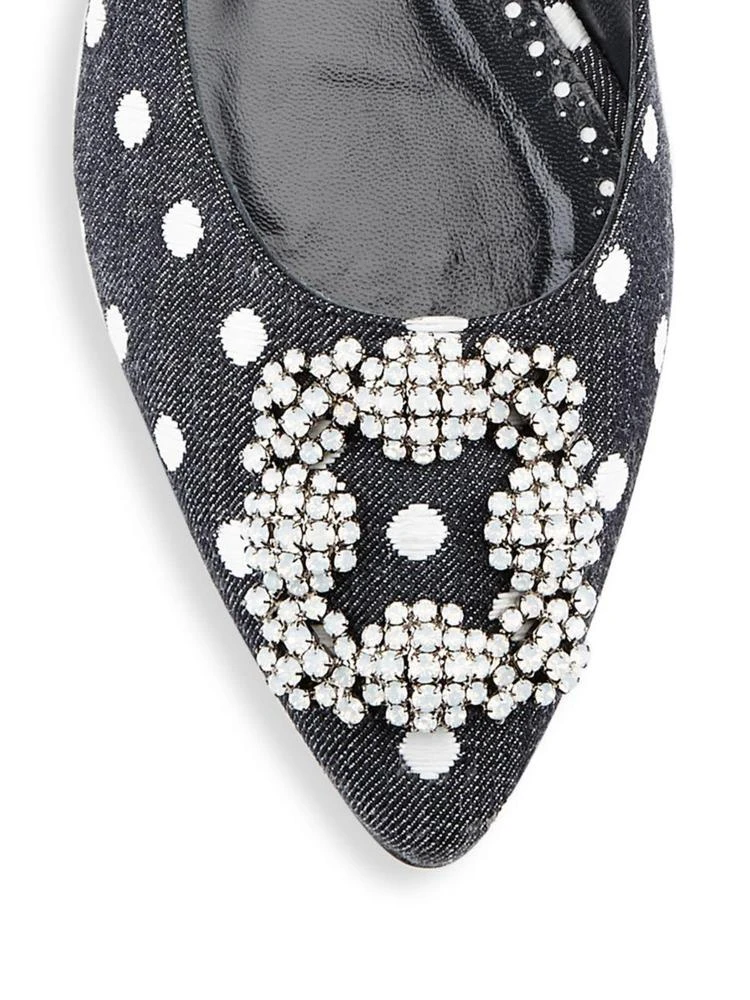 商品Manolo Blahnik|Manolo Blahnik - Hagisi Denim Polka Dot Flats,价格¥3068,第3张图片详细描述