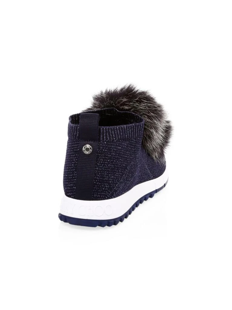 商品Jimmy Choo|Norway Fox Fur Pom-Pom Knit Sneakers,价格¥2623,第3张图片详细描述