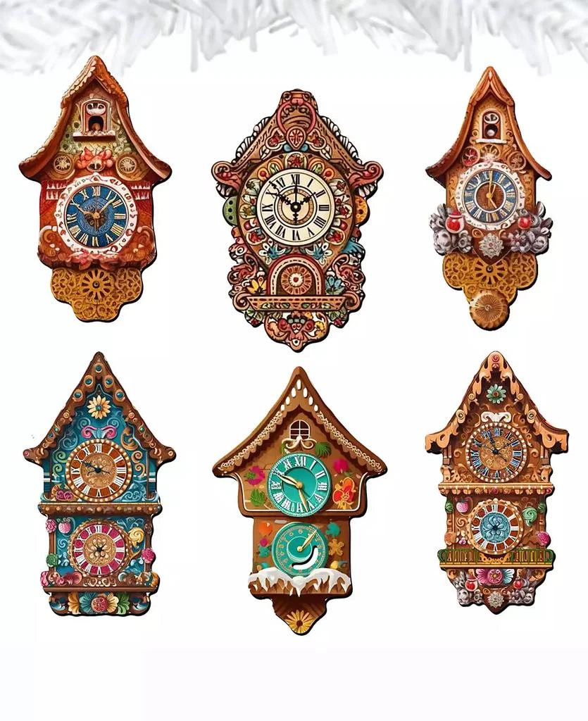 商品Designocracy|Miniature Clock Christmas Wooden Clip-On Ornaments Set of 6 G. DeBrekht,价格¥412,第5张图片详细描述