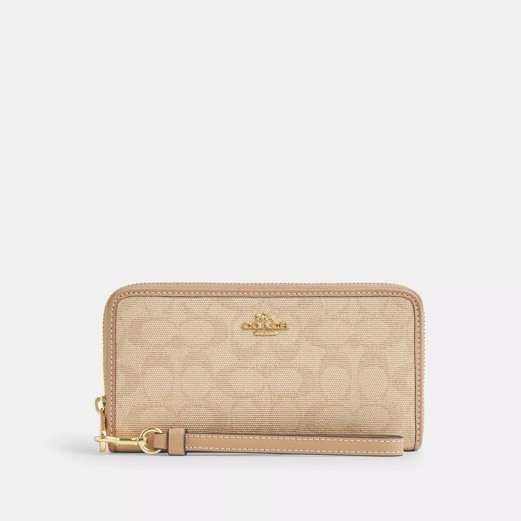 商品Coach|Long Zip Around Wallet With Signature Canvas,价格¥790,第1张图片