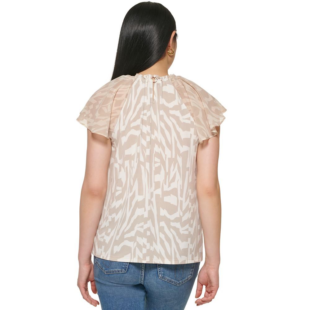 Women's Printed Flutter Sleeve Top商品第2张图片规格展示