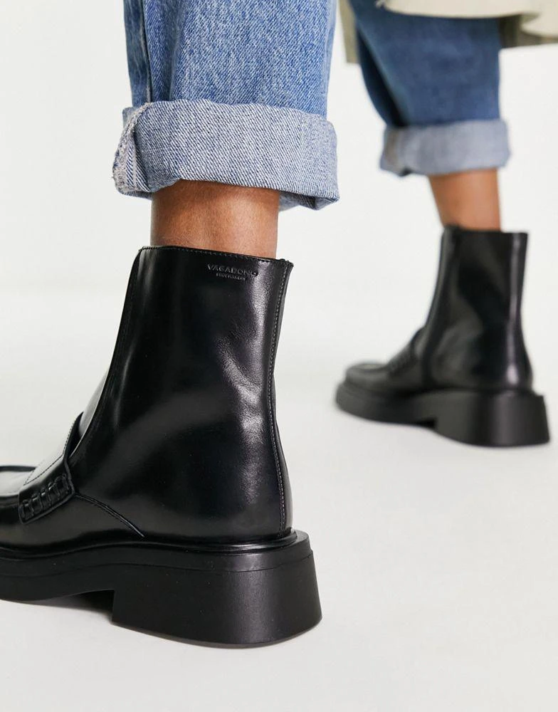商品Vagabond|Vagabond Eyra square toe loafer boots in black leather,价格¥622,第3张图片详细描述