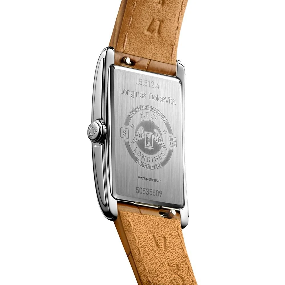 商品Longines|Women's Swiss DolceVita Brown Leather Strap Watch 23x37mm,价格¥10103,第3张图片详细描述