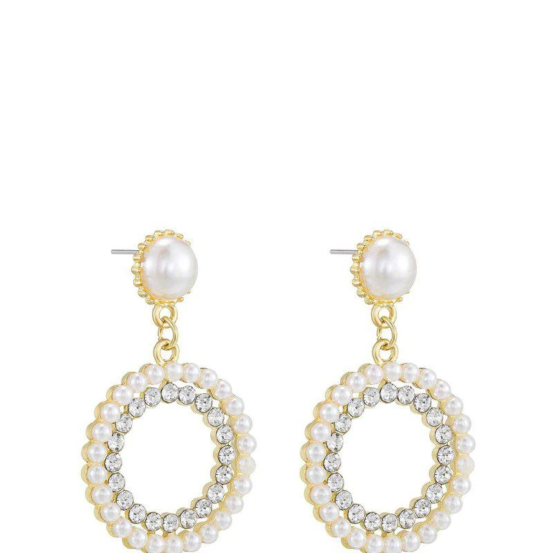 商品Ettika Jewelry|Mother May 18k Gold Plated Pearl Earrings ONE SIZE,价格¥340,第1张图片