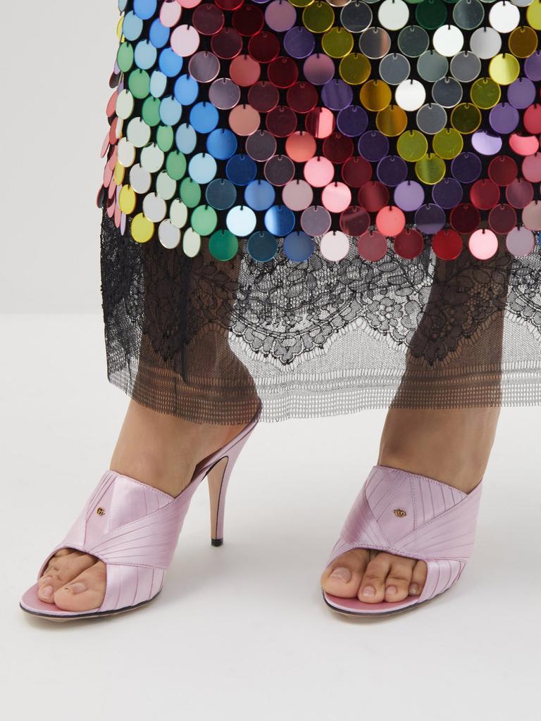 商品Gucci|Pleated silk-blend high-heeled mules,价格¥5229,第4张图片详细描述