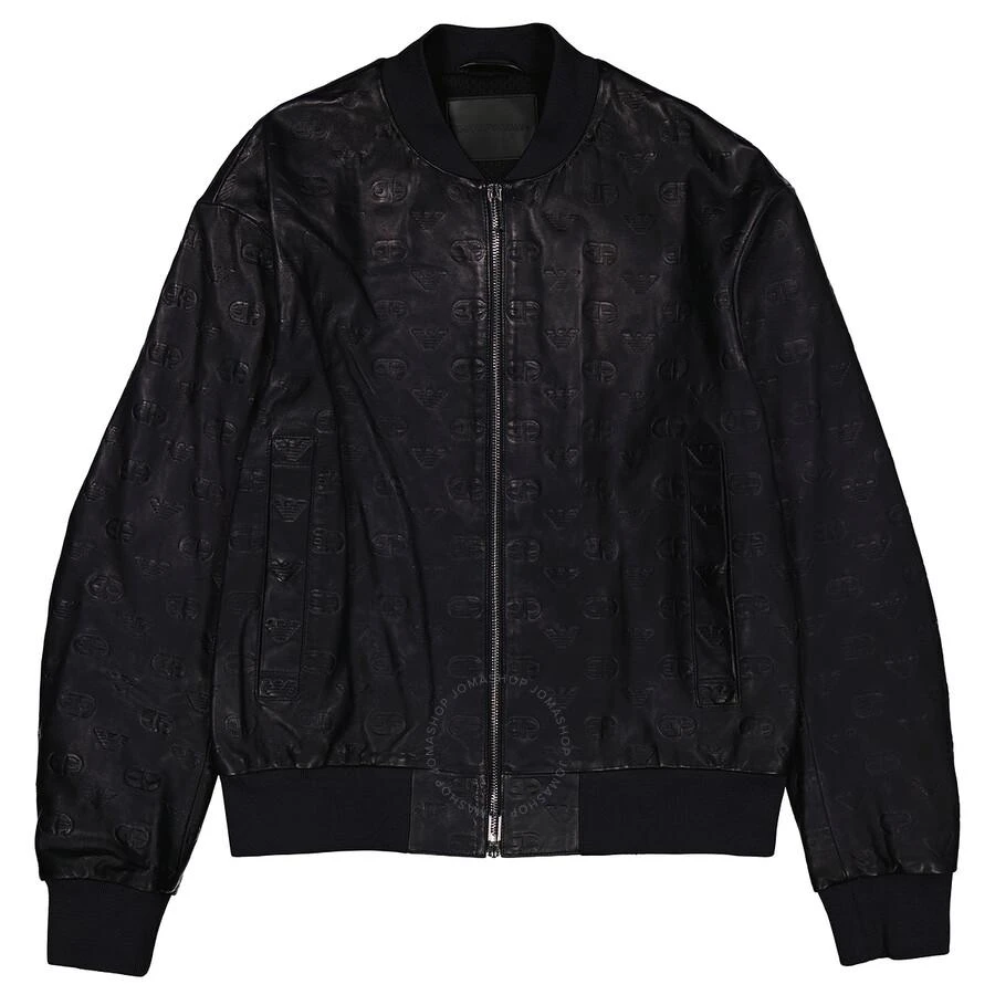 商品Emporio Armani|Men's Black Logo-Embossed Blouson Bomber Jacket,价格¥1326,第2张图片详细描述