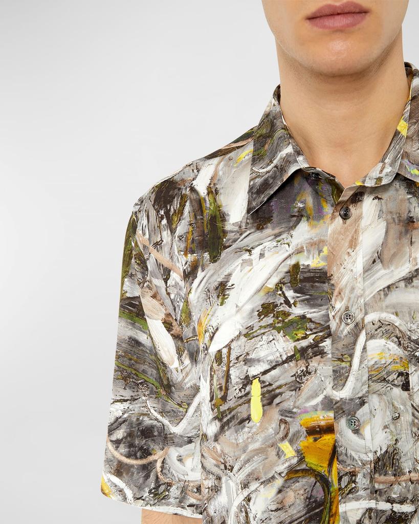 Men's Abstract Paint-Print Sport Shirt商品第5张图片规格展示