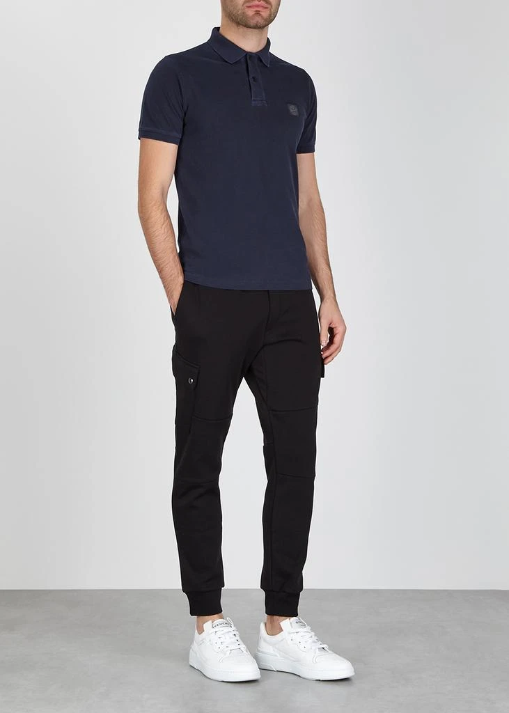 商品Stone Island|Navy piqué cotton polo shirt Polo衫,价格¥1628,第4张图片详细描述