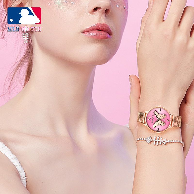 MLB美职棒潮牌手表 ins风女士钢带小表盘手表 学生防水女表SD028商品第2张图片规格展示