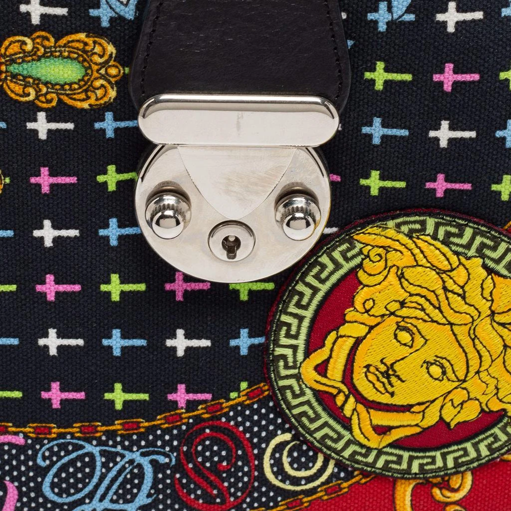 商品[二手商品] Versace|Versace Multicolor Archival Print Canvas and Leather Chaos Couture Studded Boston Bag ,价格¥9225,第5张图片详细描述