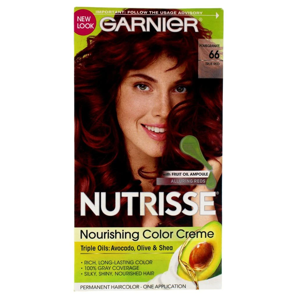 商品Garnier|Nutrisse Nourishing Color Crème - 66 True Red by Garnier for Unisex - 1 Application Hair Color,价格¥122,第1张图片