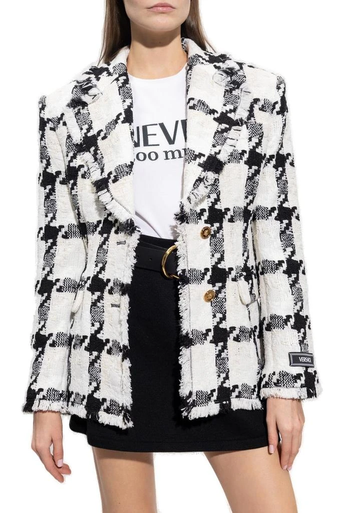 商品Versace|Versace Single-Breasted Houndstooth Patterned Blazer,价格¥8144,第2张图片详细描述