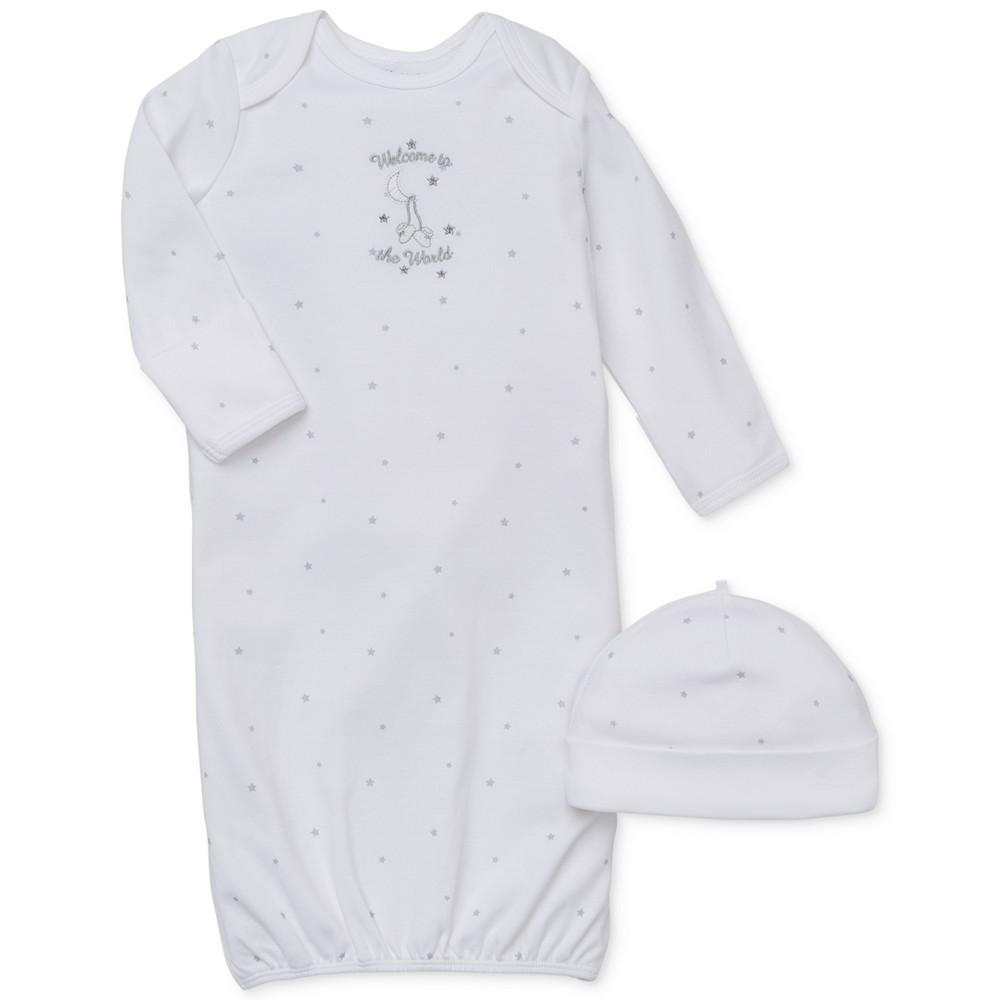 商品Little Me|婴儿Baby Boys' or Baby Girls' 2-Piece Welcome World Hat & Gown Set,价格¥96,第1张图片