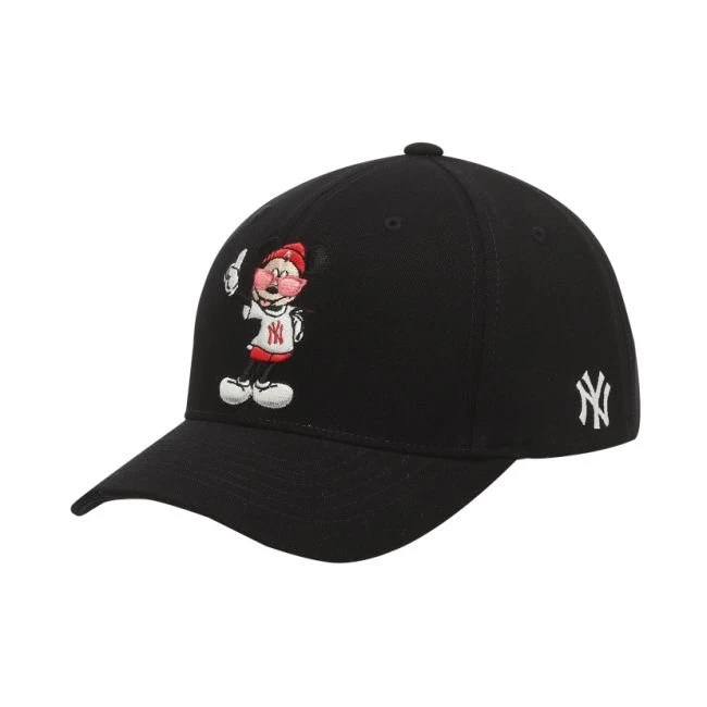 商品MLB|【享贝家】MLB 迪士尼米奇联名侧边logo 棒球帽 黑色32CPKA011-50L-FREE,价格¥211,第1张图片
