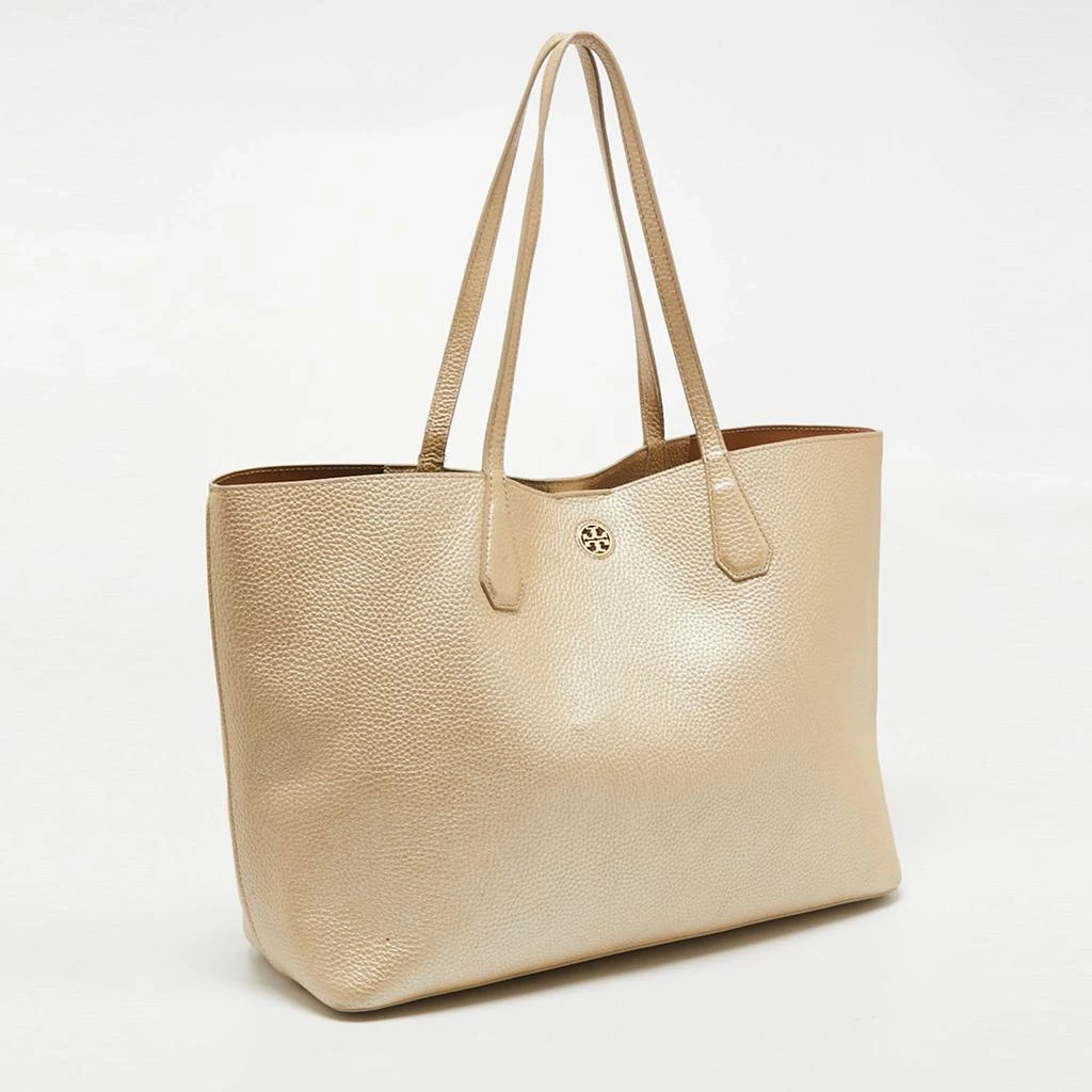 商品[二手商品] Tory Burch|Tory Burch Metallic Beige Leather Perry Tote,价格¥1092,第3张图片详细描述