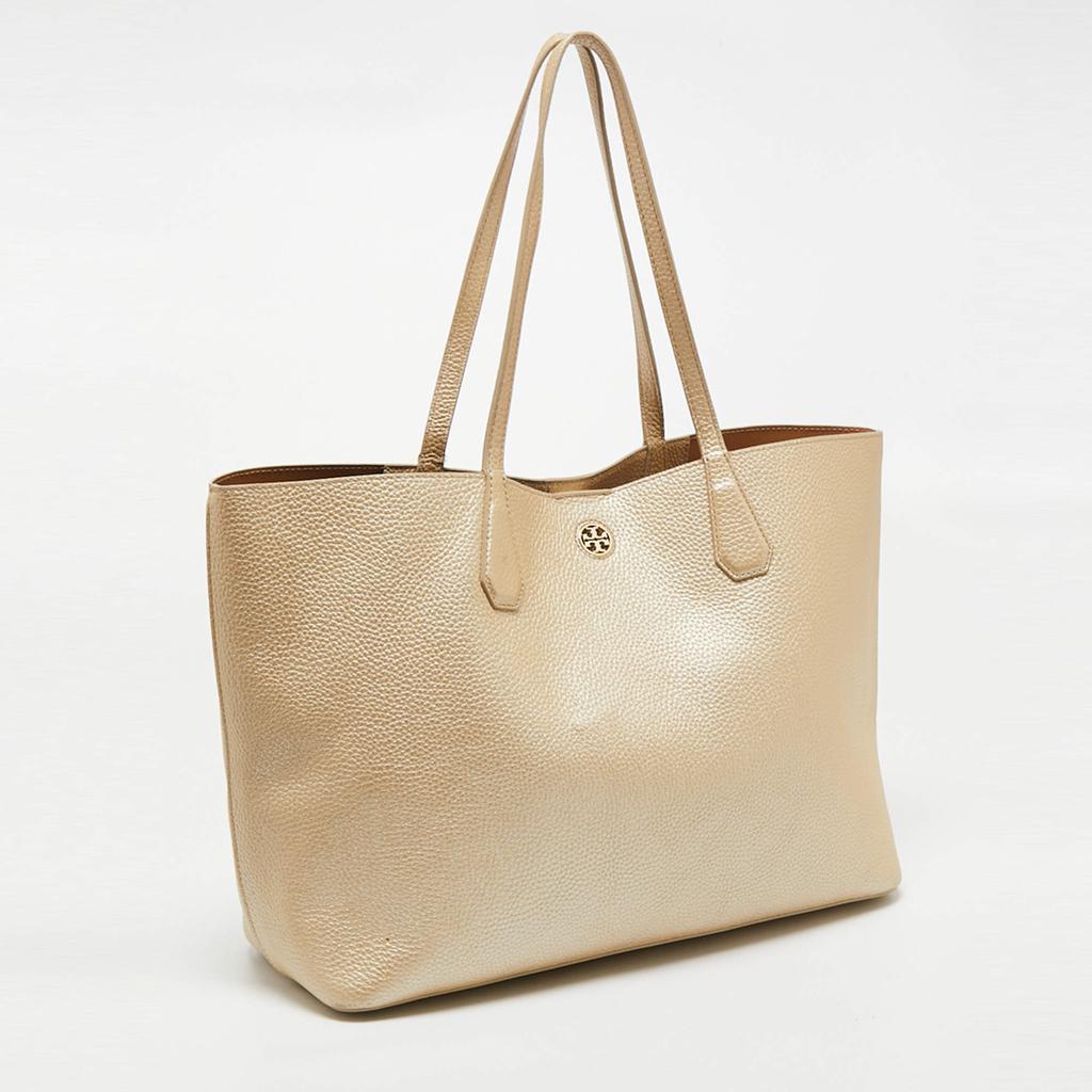 商品[二手商品] Tory Burch|Tory Burch Metallic Beige Leather Perry Tote,价格¥1727,第5张图片详细描述