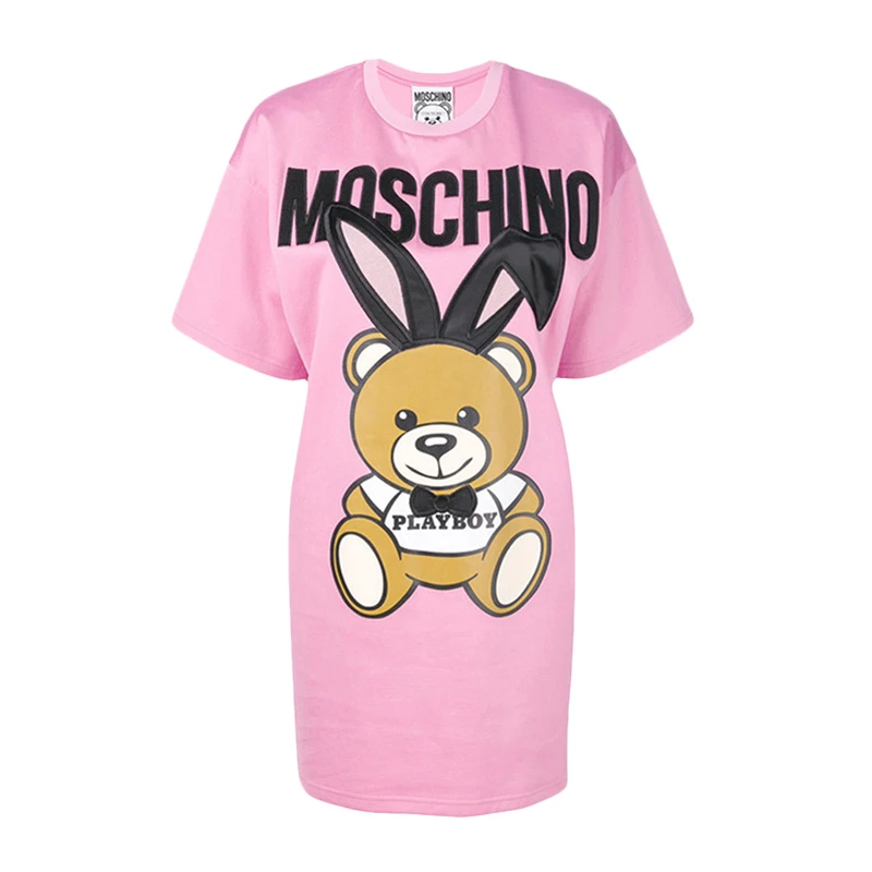 商品[国内直发] Moschino|Moschino 莫斯奇诺 女士粉色长款短袖T恤衫 EA0428-0541-1208,价格¥3065,第1张图片