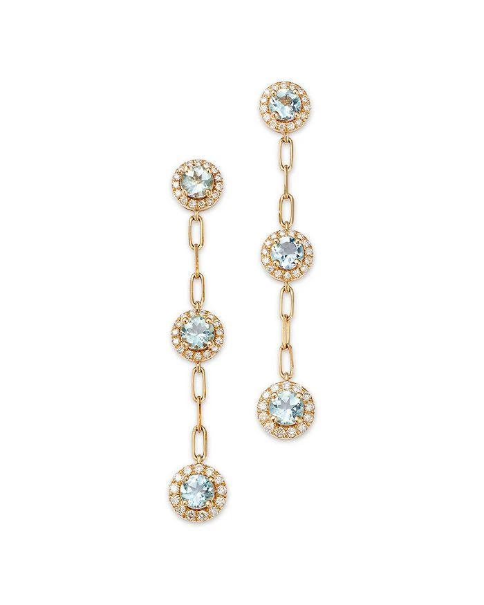 商品Bloomingdale's|Aquamarine & Diamond Halo Linear Drop Earrings in 14K Yellow Gold,价格¥11344,第1张图片