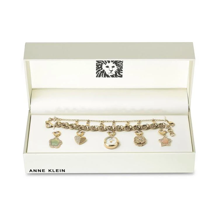 商品Anne Klein|Women's Gold-Tone Chain Bracelet Watch 20mm Gift Set,价格¥722,第1张图片