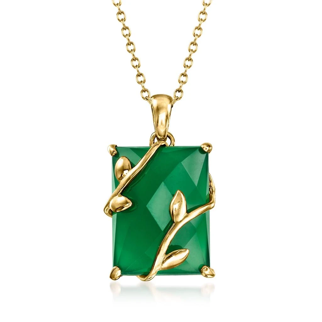 商品Ross-Simons|Ross-Simons Green Chalcedony Vine Pendant Necklace in 18kt Gold Over Sterling,价格¥806,第1张图片