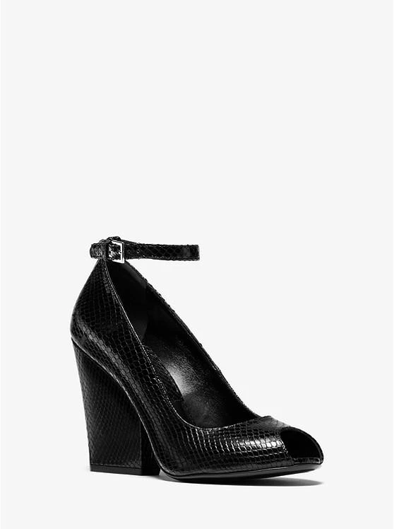 商品Michael Kors|Julianne Python-Embossed Leather Peep-Toe Pump,价格¥1638,第1张图片