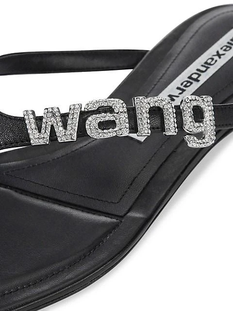 Ivy Rhinestone Logo Leather Thong Sandals 商品