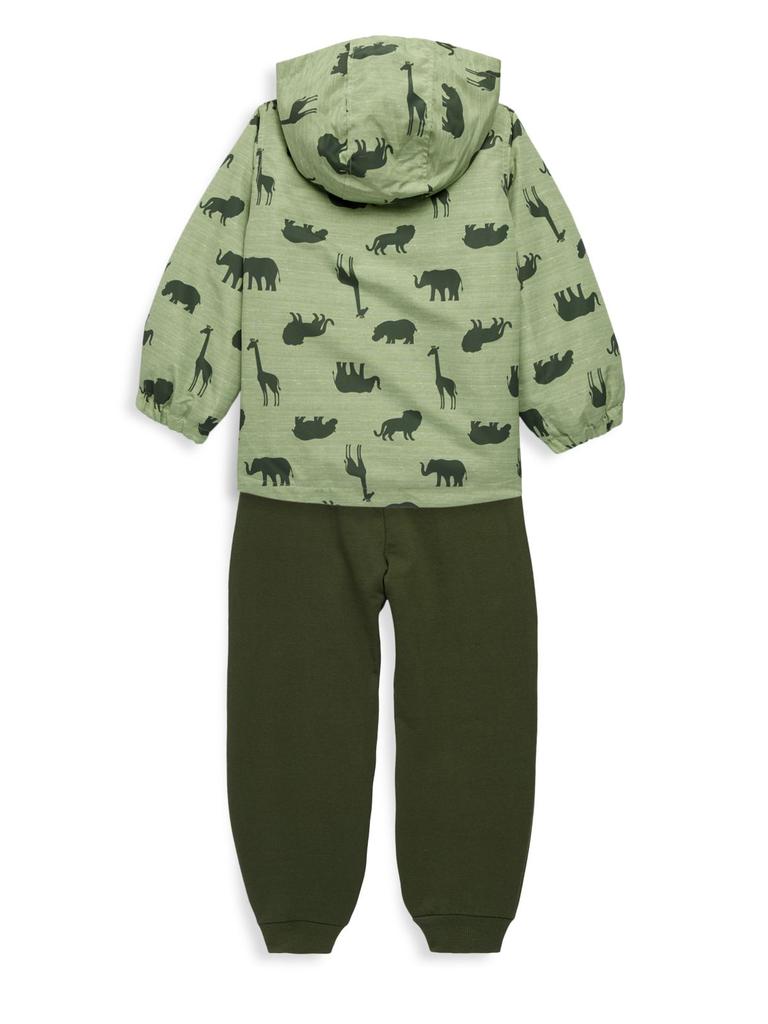 Little Boy's 3-Piece Animal-Print Hooded Jacket, Striped T-Shirt & Joggers Set商品第2张图片规格展示