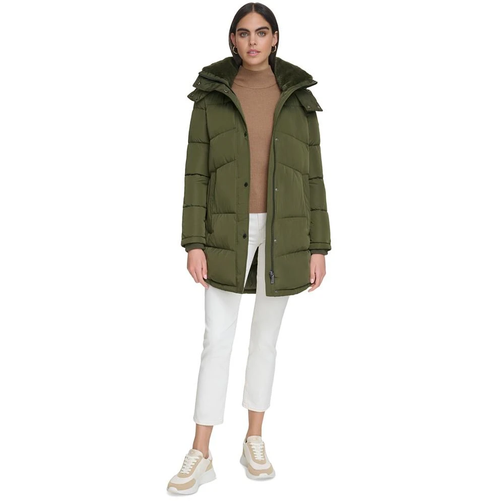 Women's Faux-Fur-Trim Hooded Puffer Coat, Created for Macy's 商品