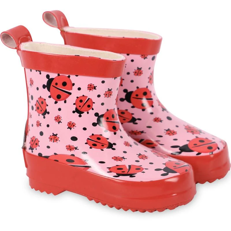 商品Playshoes|Ladybugs print rubber boots in pink and red,价格¥311,第1张图片