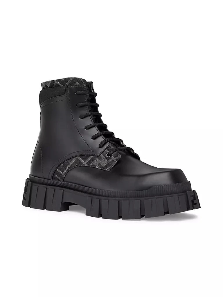 商品Fendi|Logo-Jacquard Leather Combat Boots,价格¥10679,第2张图片详细描述