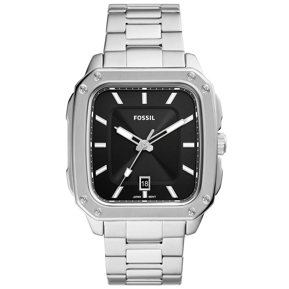 商品Fossil|Men's Inscription Silver-Tone Stainless Steel Bracelet Watch, 42mm,价格¥1271,第1张图片