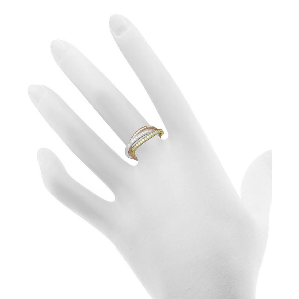 商品Essentials|Cubic Zirconia Tri-Tone Interlocking Ring in Gold, Rose Gold, & Silver-Plate,价格¥94,第2张图片详细描述