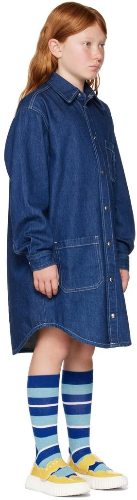 商品Marni|Kids Indigo Frayed 'M' Patch Denim Dress,价格¥878,第2张图片详细描述