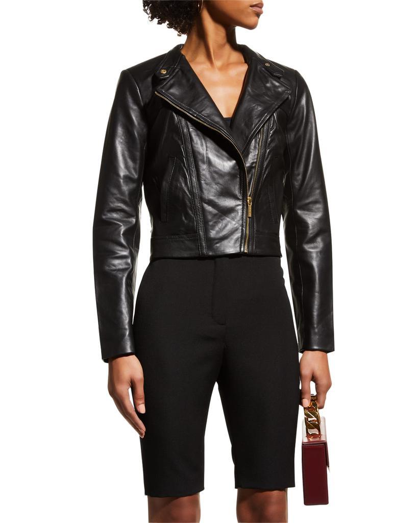 商品Michael Kors|Leather Moto Jacket,价格¥1863,第1张图片