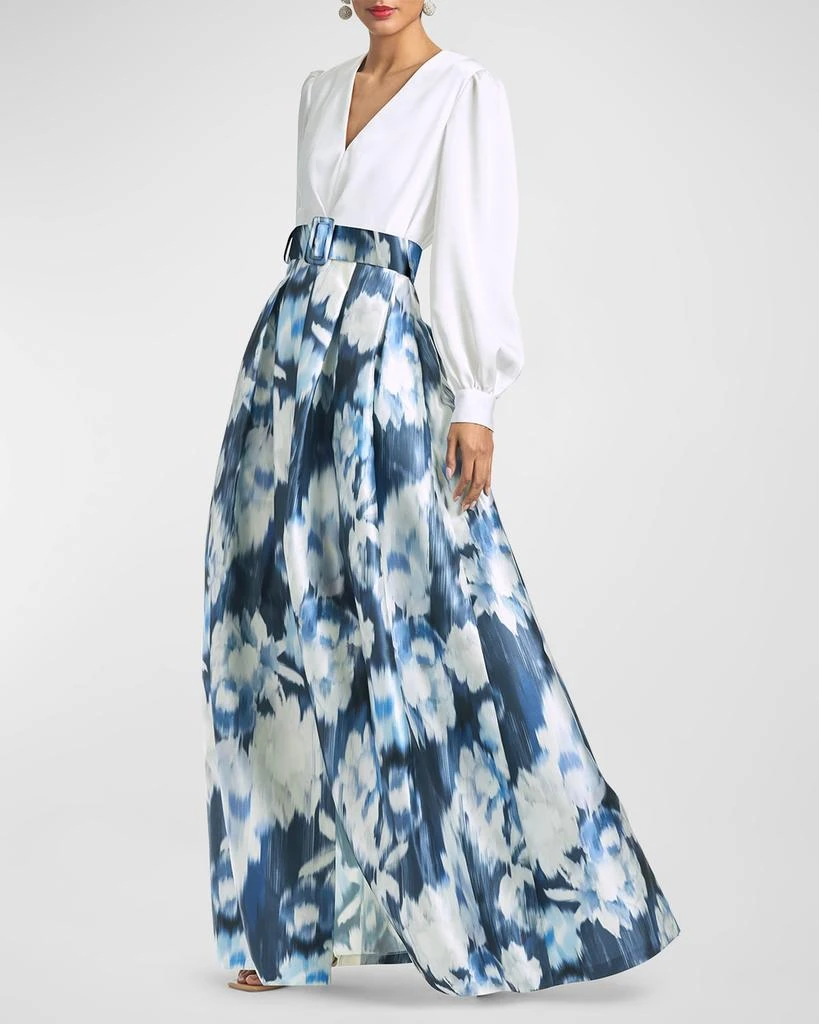 商品Sachin & Babi|Zoe Belted Long-Sleeve Pleated Gown,价格¥6945,第2张图片详细描述