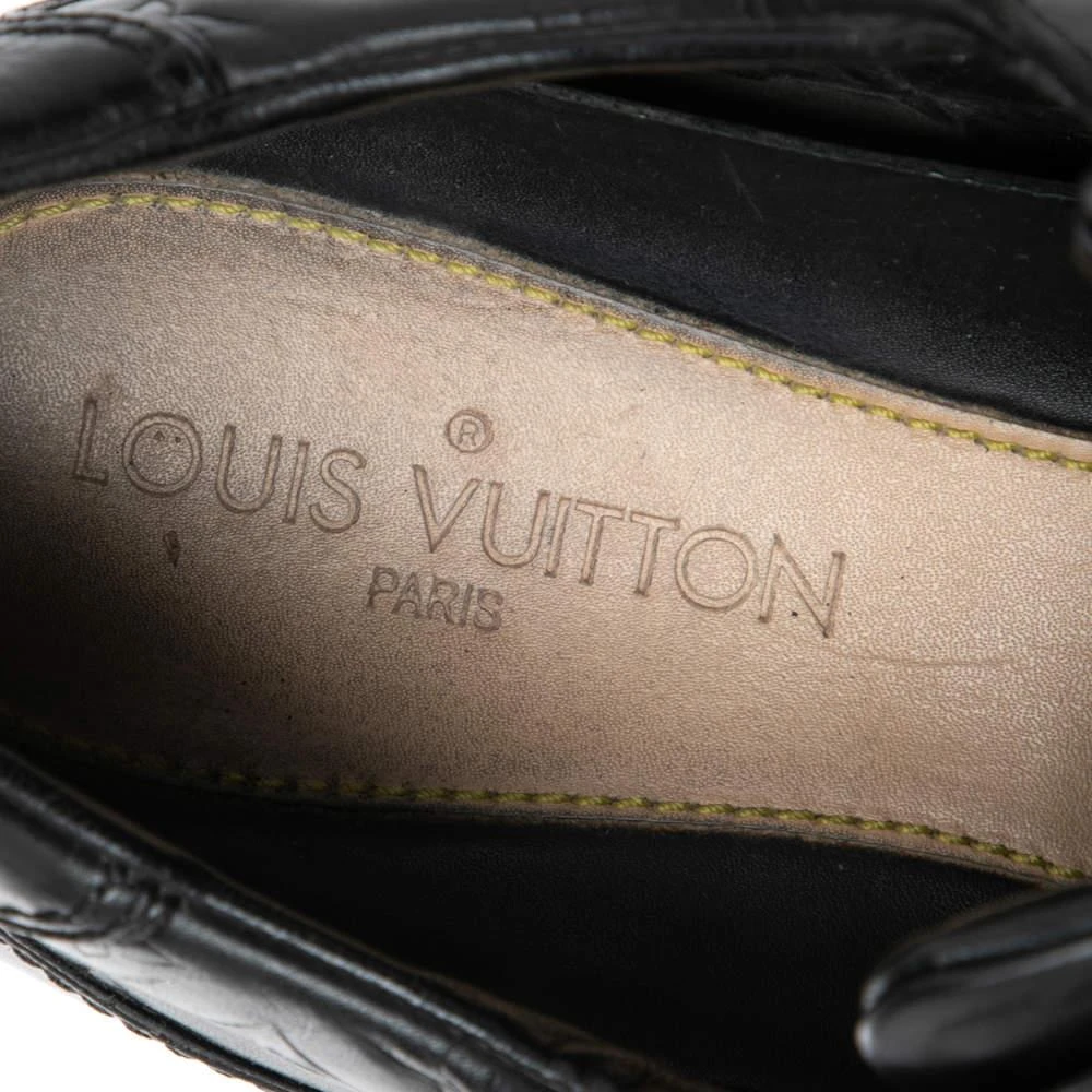 Louis Vuitton Black Monogram Embossed Leather Lace Up Sneakers Size 44.5 商品