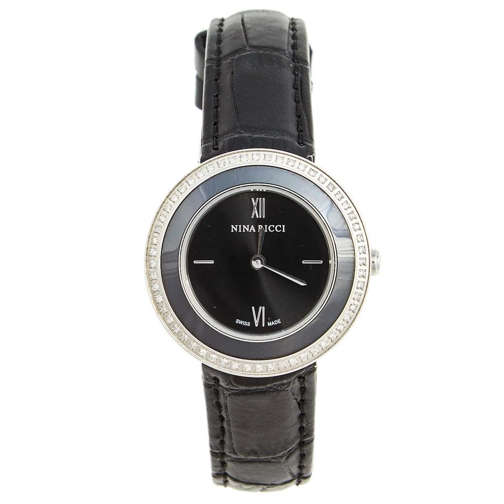 商品[二手商品] Nina Ricci|Nina Ricci Black Stainless Steel Leather N064006SM Women's Wristwatch 32 mm,价格¥1735,第1张图片