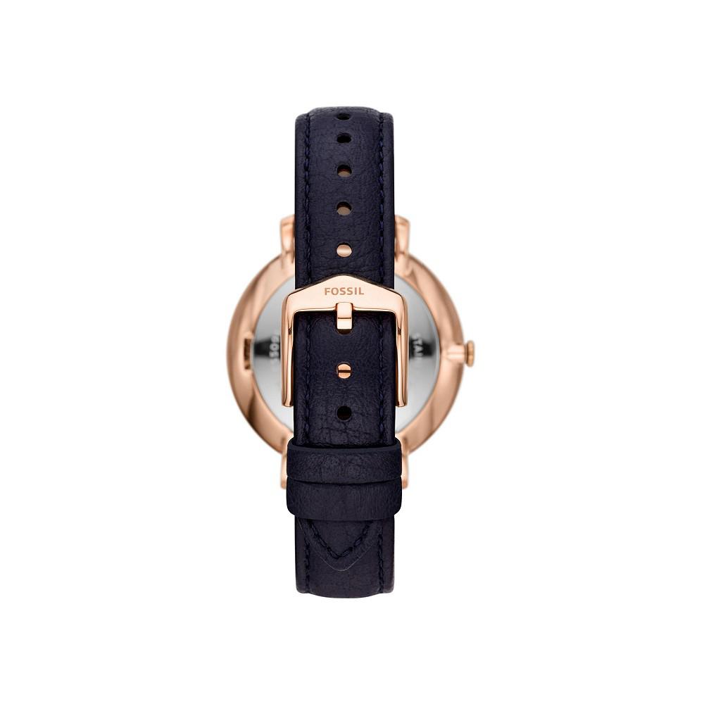 Women's Jaqueline rose gold tone multifunction movement, navy leather watch 38mm商品第2张图片规格展示