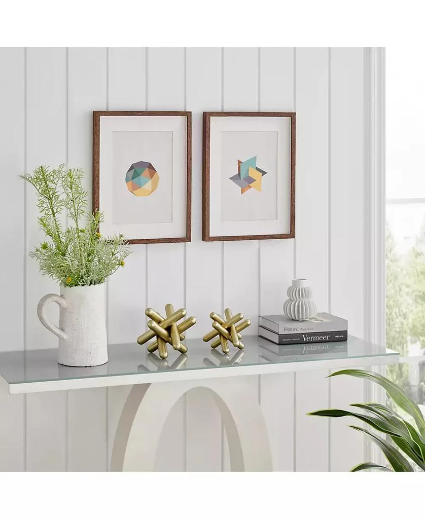 Small and Medium 2-Piece Abstract Gold-Tone Finish Textured Metal Geometric Sculptures Set 商品