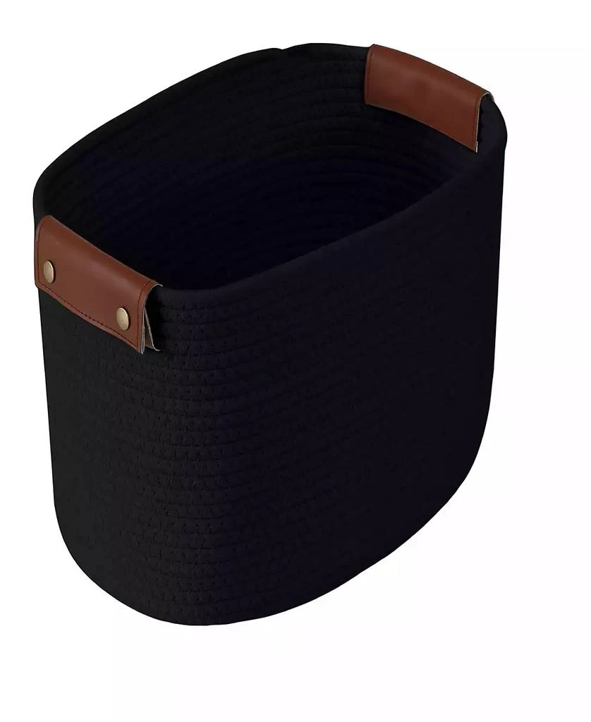 商品Ornavo Home|3 Pack Woven Cotton Rope Shelf Storage Basket with Leather Handles,价格¥673,第2张图片详细描述