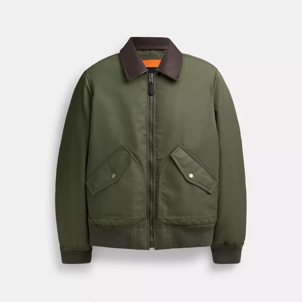 Coach Woven Jacket With Leather Collar - Jackets - BeyondStyle