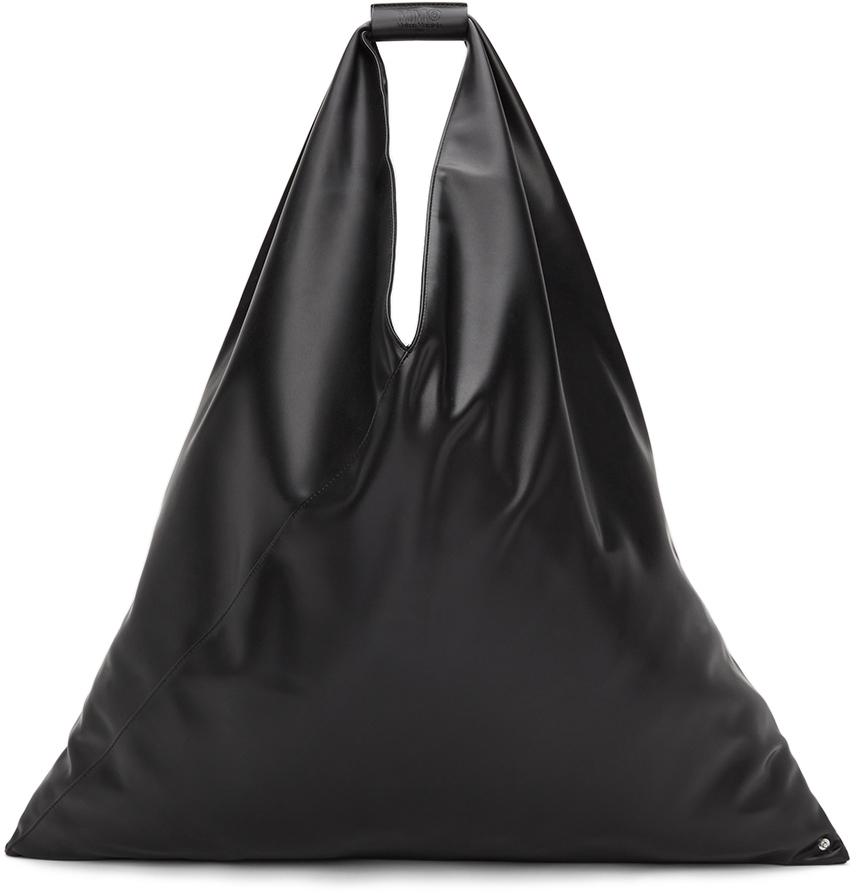 SSENSE Exclusive Black XXL Faux-Leather Triangle Tote商品第1张图片规格展示