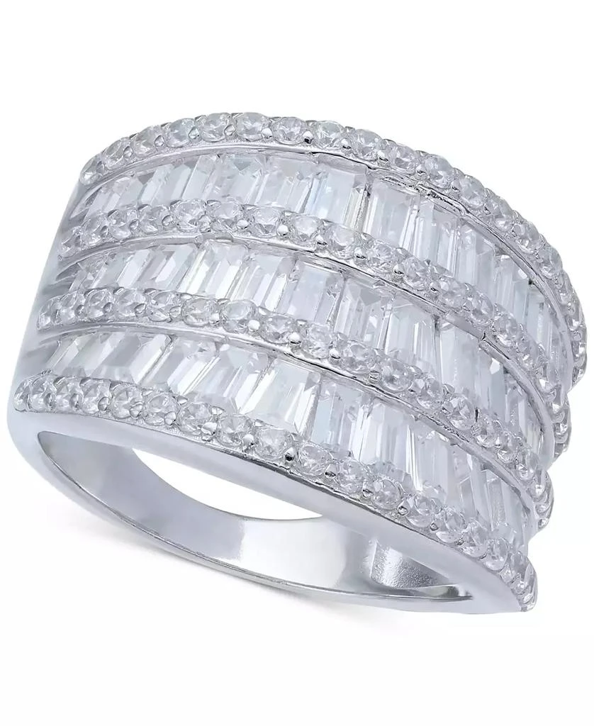 商品Macy's|Cubic Zirconia Three Row Baguette Statement Ring in Sterling Silver,价格¥253,第1张图片