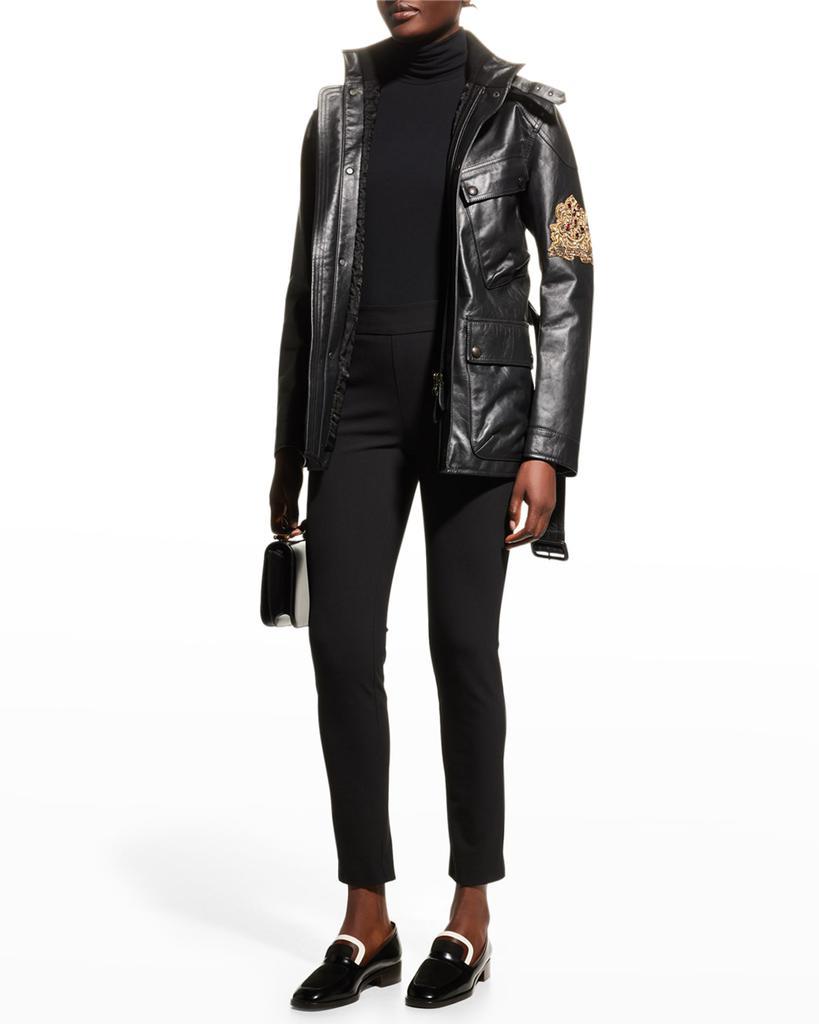 商品Ralph Lauren|Cadena Logo-Patch Belted Leather Moto Jacket,价格¥30809,第5张图片详细描述