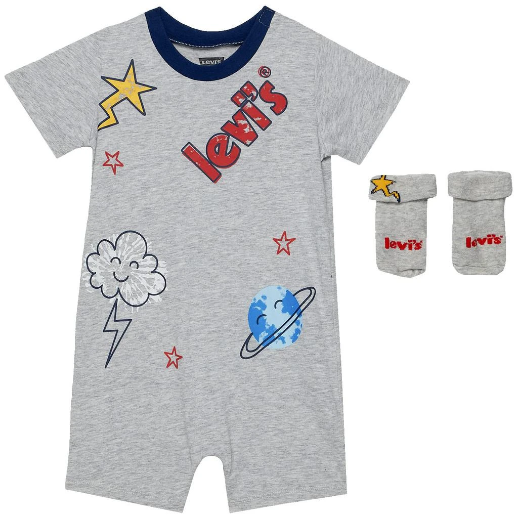 商品Levi's|Doodle Print & Striped Romper (Infant),价格¥183,第1张图片