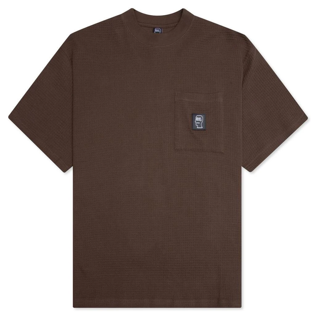 商品Brain Dead|Brain Dead Mini Waffle Mock Neck T-Shirt - Brown,价格¥244,第1张图片