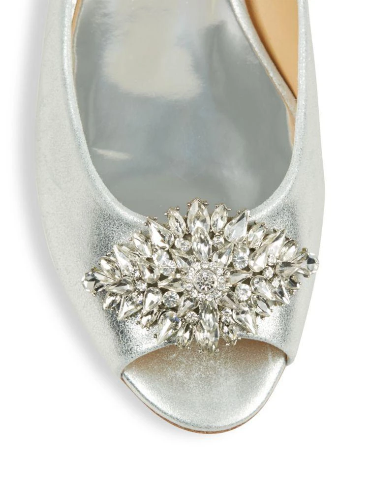 商品Badgley Mischka|Taft Open-Toe Leather Flats,价格¥434,第3张图片详细描述