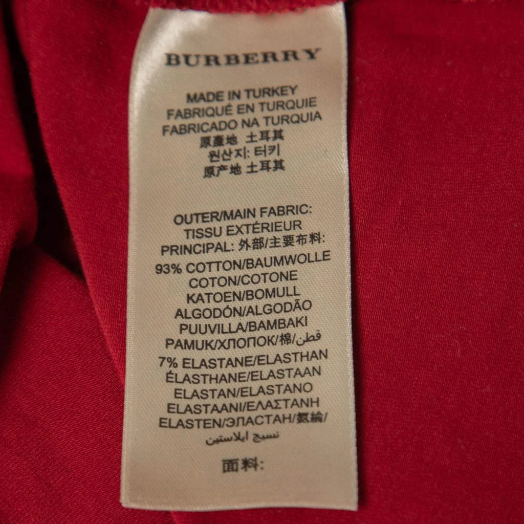商品[二手商品] Burberry|Burberry Brit Red Cotton Check Detail Crew Neck Long Sleeve T-Shirt XS,价格¥1206,第5张图片详细描述