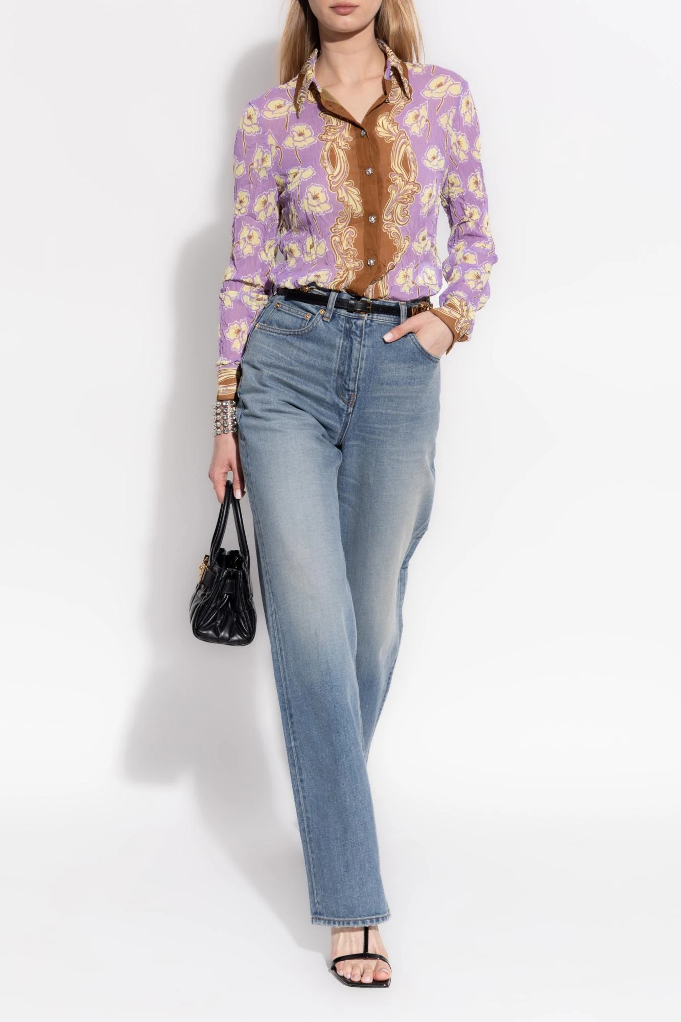 商品【商品预售15天发货】 Versace|Versace 女士牛仔裤 10199451A142951D800 灰色,价格¥6726,第3张图片详细描述