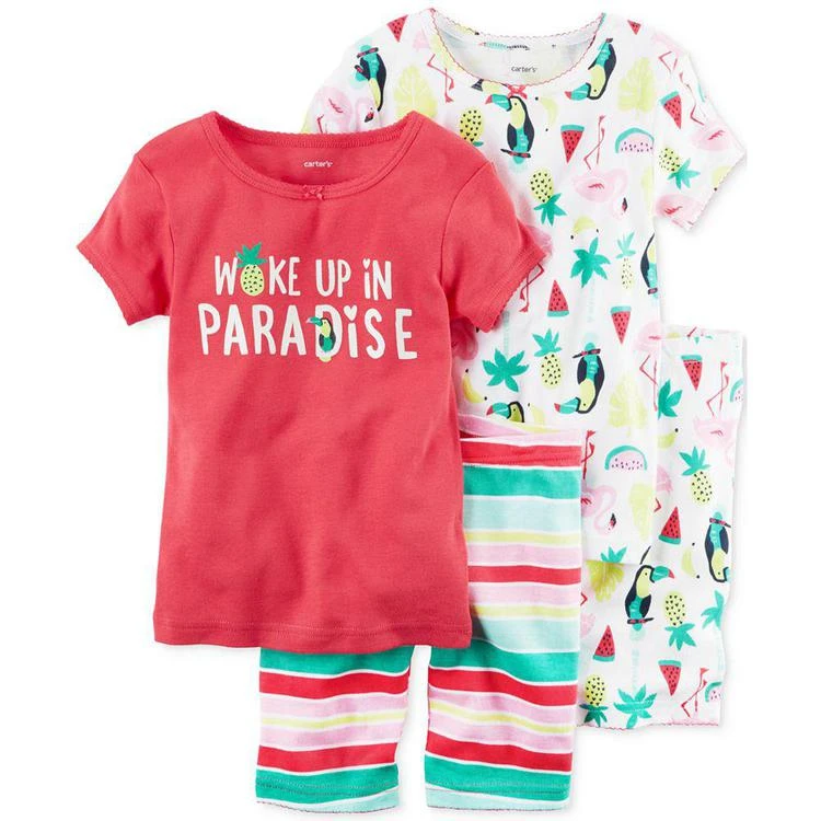 商品Carter's|大/小童4-Pc. Woke Up In Paradise Cotton Pajama Set, Little Girl (2-6x) & Big Girls (7-16),价格¥96,第1张图片